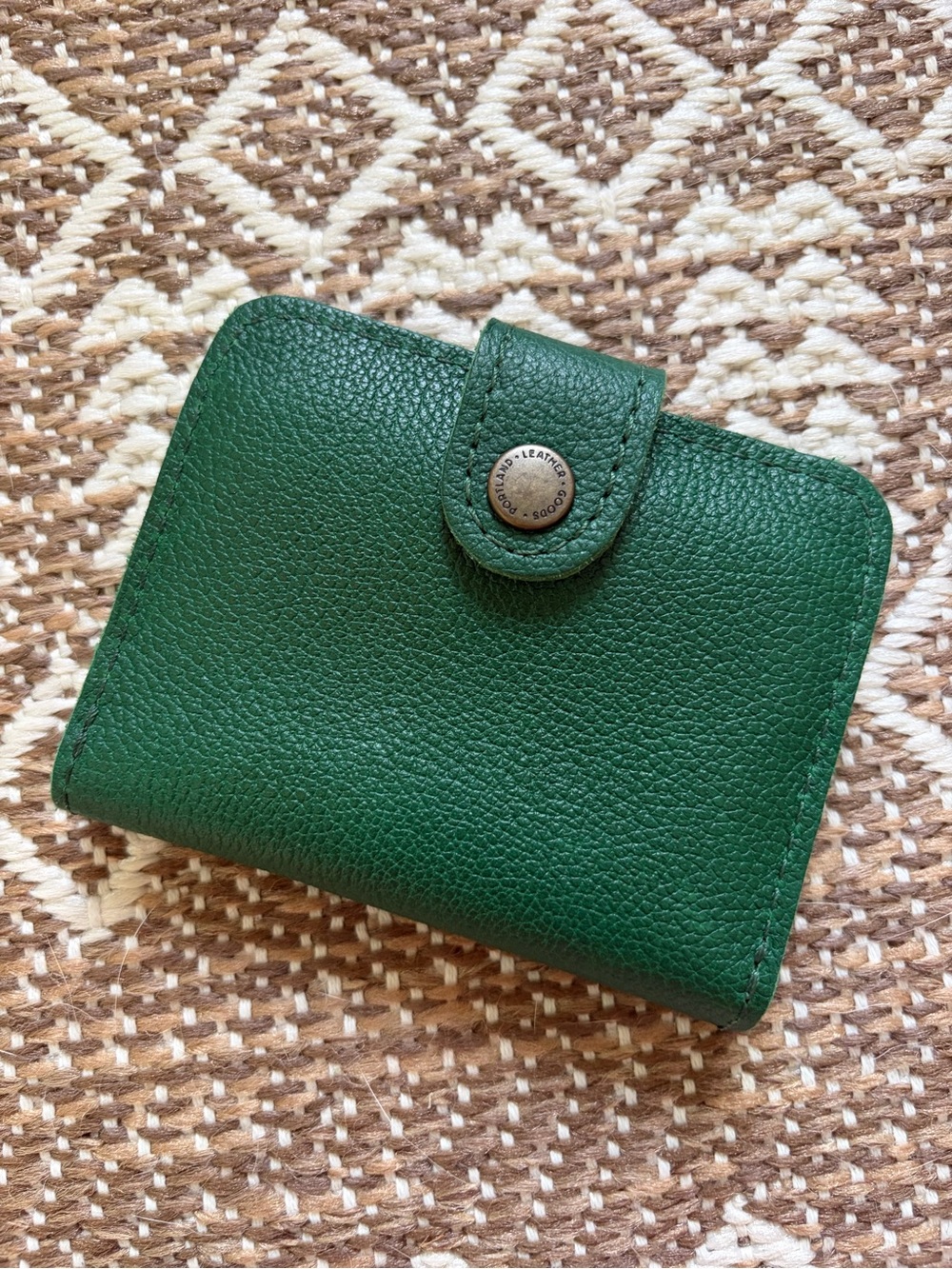 Portland Leather Goods Mini Bifold Wallet - Green Pebbled Leather “bacalar”